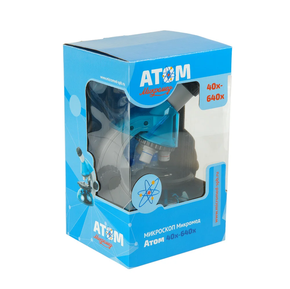 Микроскоп Микромед Атом 40x-640x (лазурь)